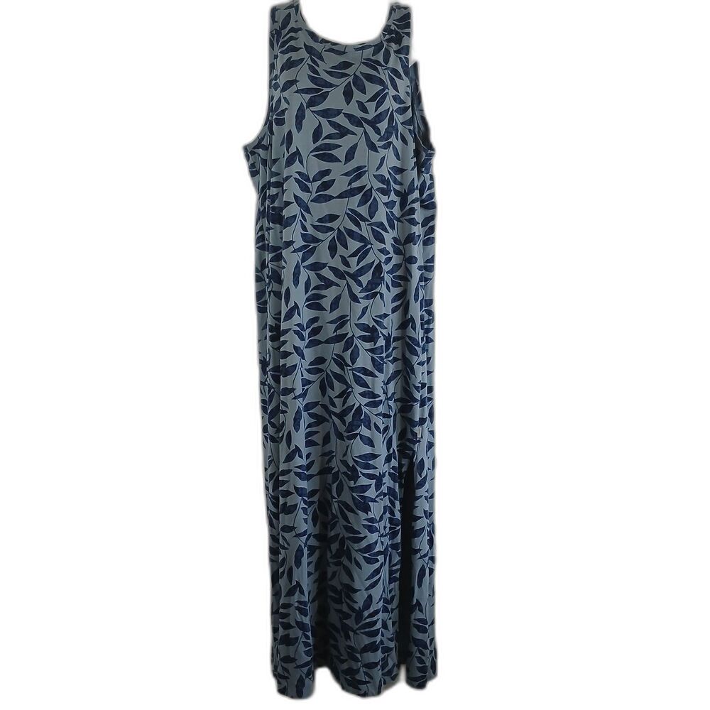 Eddie Bauer Dress Blue Sleeveless Scoop Neck Maxi Sz 2XL  Blue  Casual Travel...